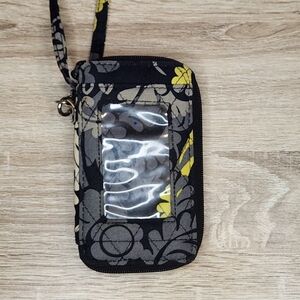 Vera Bradley Black and Yellow Floral Wristlet